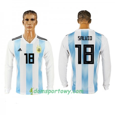 Koszulka Argentyna Salvio 18 Domowe Koszulki Piłkarskie Mistrzostwa Świata 2018 Długi Rękaw